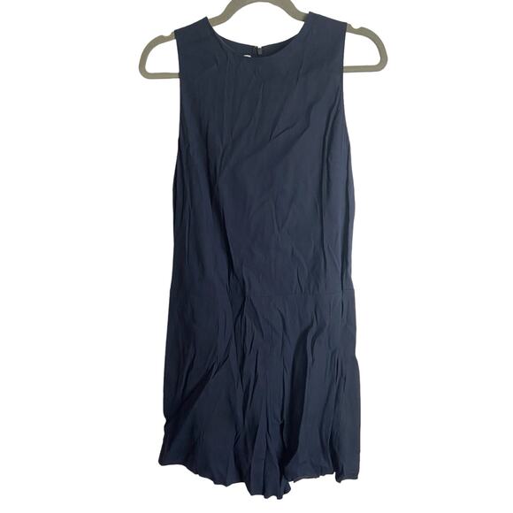 Vince Sleeveless Linen Blend Romper Jumpsuit High Neck Back Zip Black Size 10 - Picture 4 of 9